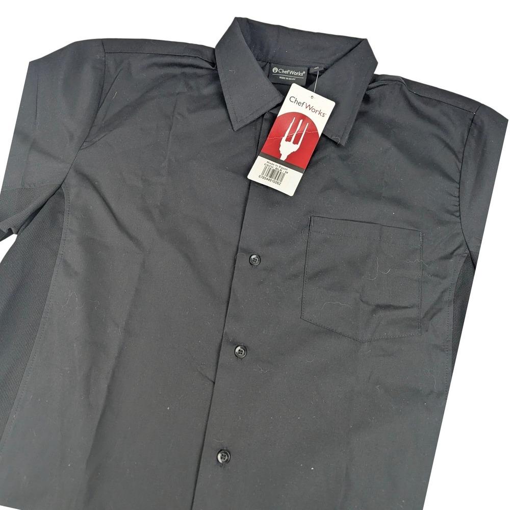 Chef Works Mens CSCV-BLK-M Cool Vent Cook Shirt Black Short Sleeve Medium NWT